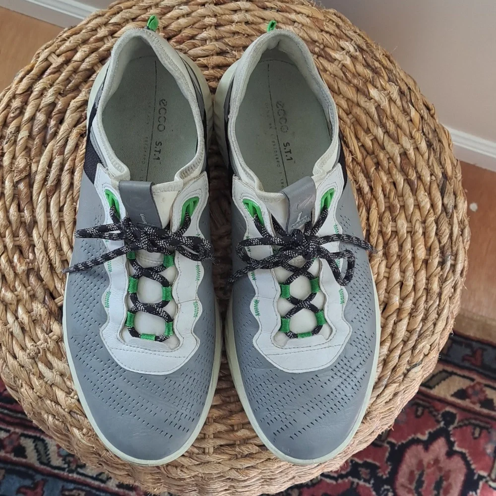 Ecco‎ Mens Athletic/Training/Walking Grey Leather Sneakers EU44/US10-10.5